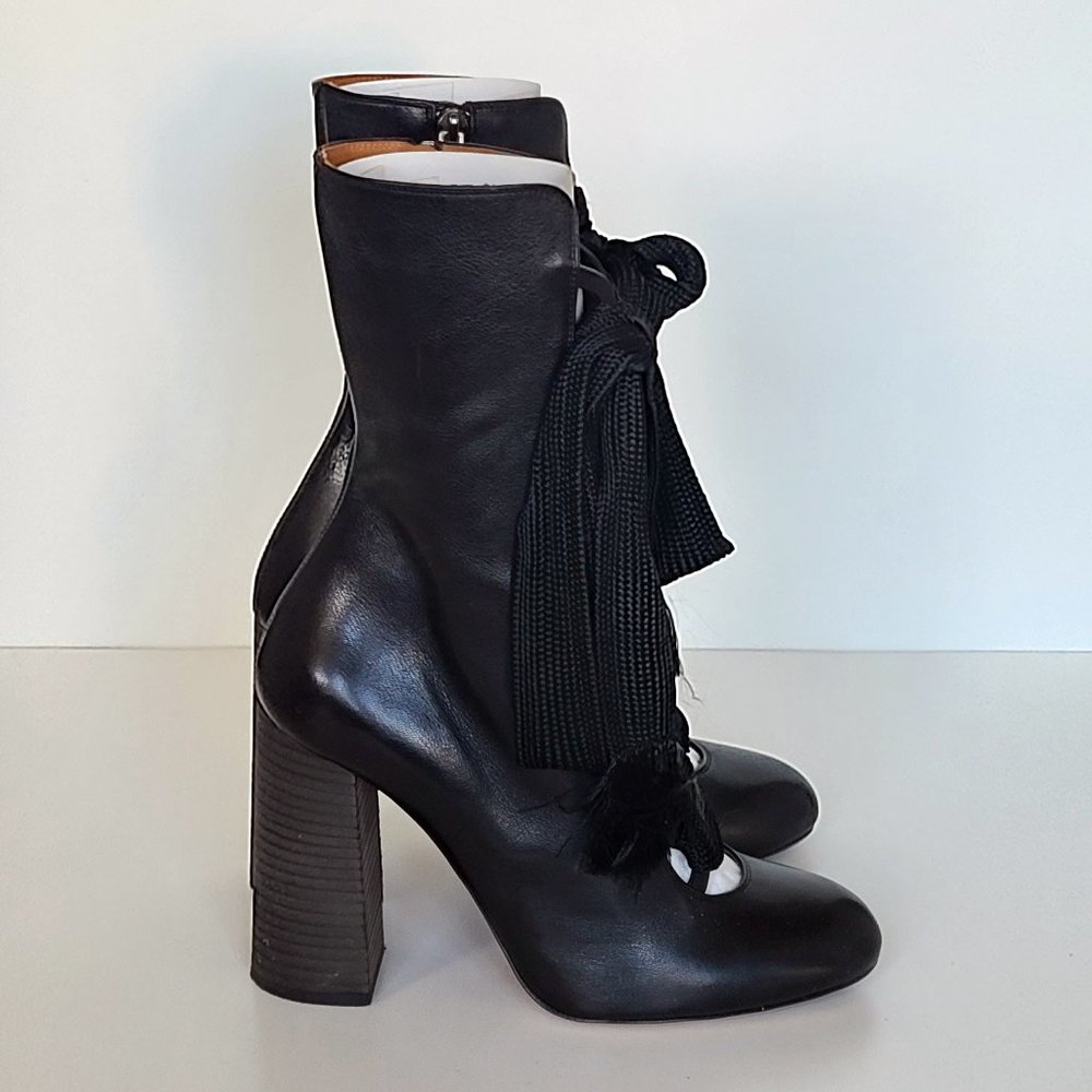 Chloe Black Lace Up Harper Boots Size 38.5/8/5